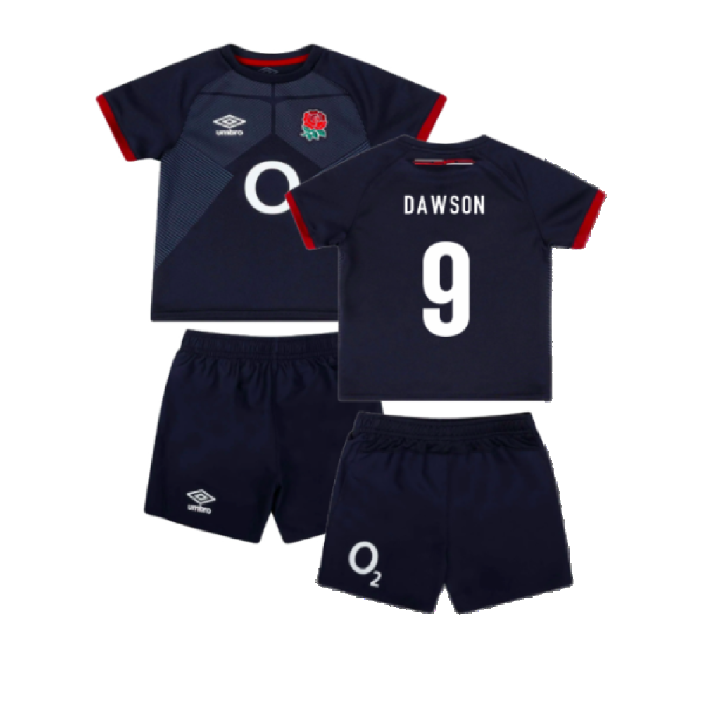 2023-2024 England Rugby Alternate Replica Infant Kit (Dawson 9) Product - Hero Shirts Umbro   