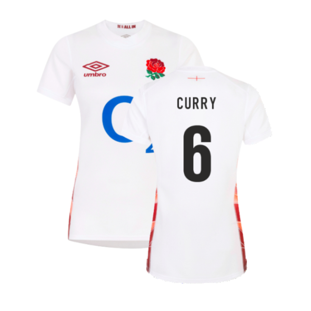 2023-2024 England Rugby Red Roses Rugby Jersey (Ladies) (Curry 6) Product - Hero Shirts Umbro   