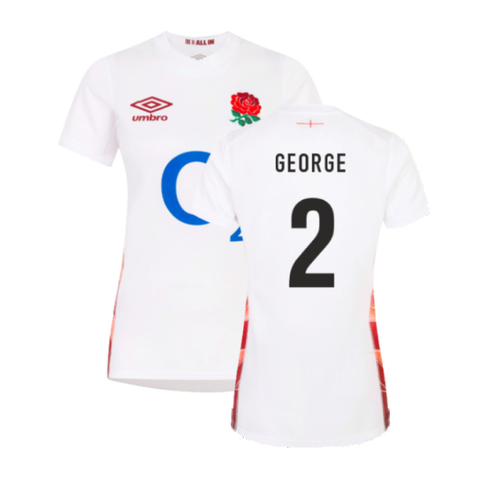 2023-2024 England Rugby Red Roses Rugby Jersey (Ladies) (George 2) Product - Hero Shirts Umbro   
