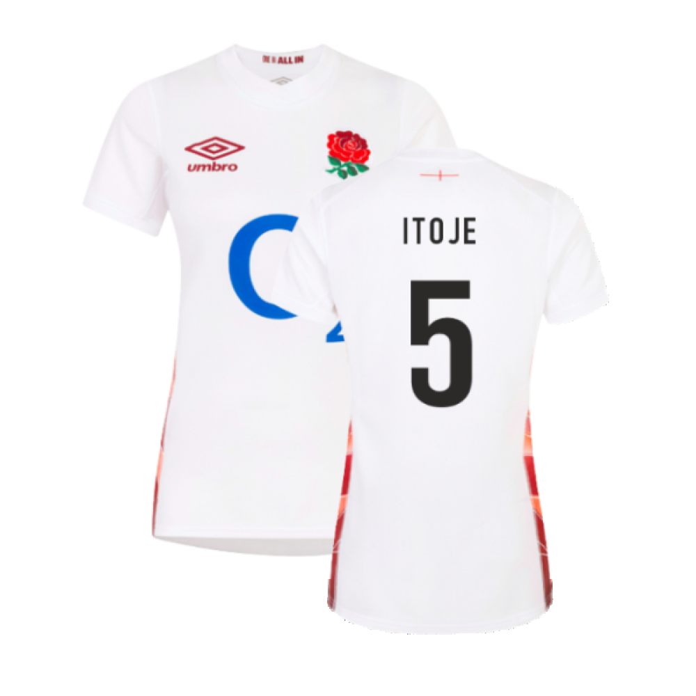 2023-2024 England Rugby Red Roses Rugby Jersey (Ladies) (Itoje 5) Product - Hero Shirts Umbro   