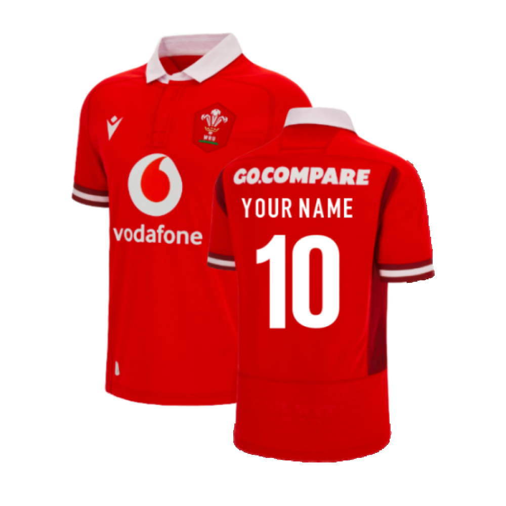 2023-2024 Wales Home WRU Rugby Shirt (Kids) (Your Name) Product - Hero Shirts Macron   