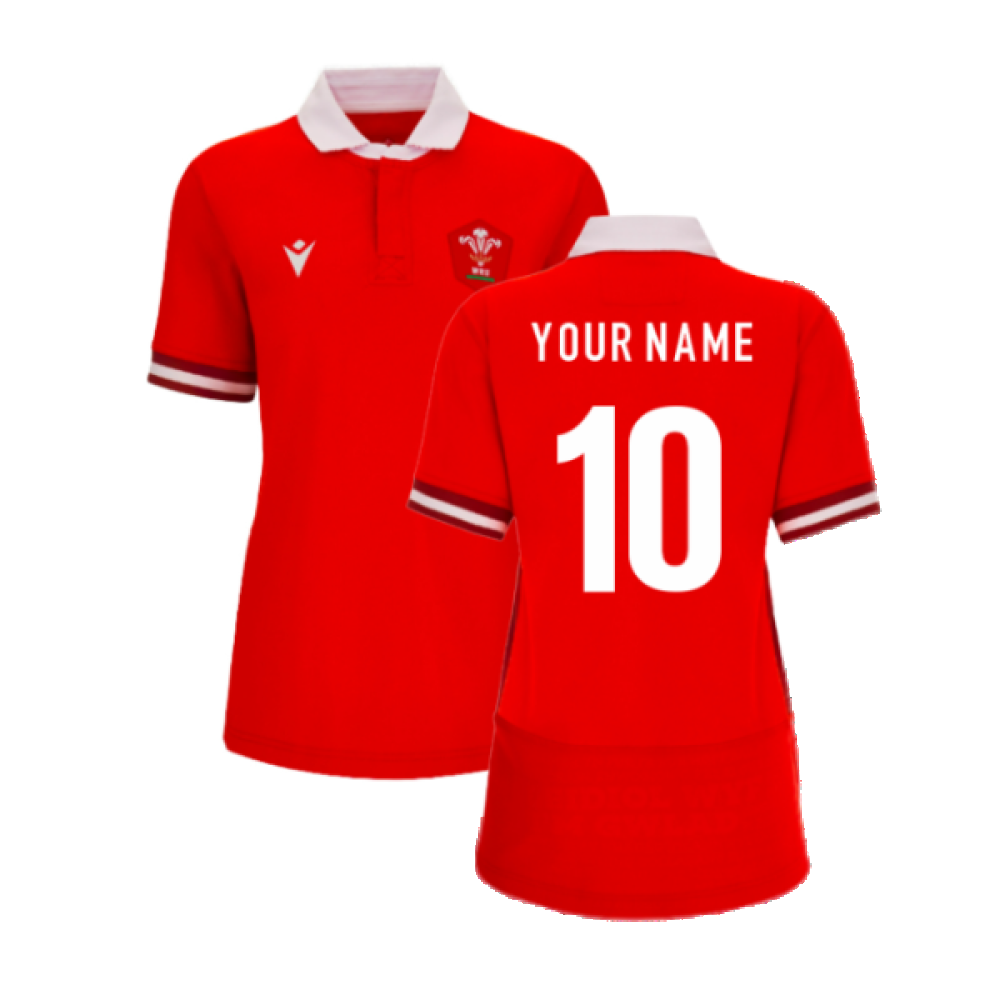 2023-2024 Wales Rugby WRU Home Cotton Shirt (Ladies) (Your Name) Product - Hero Shirts Macron   