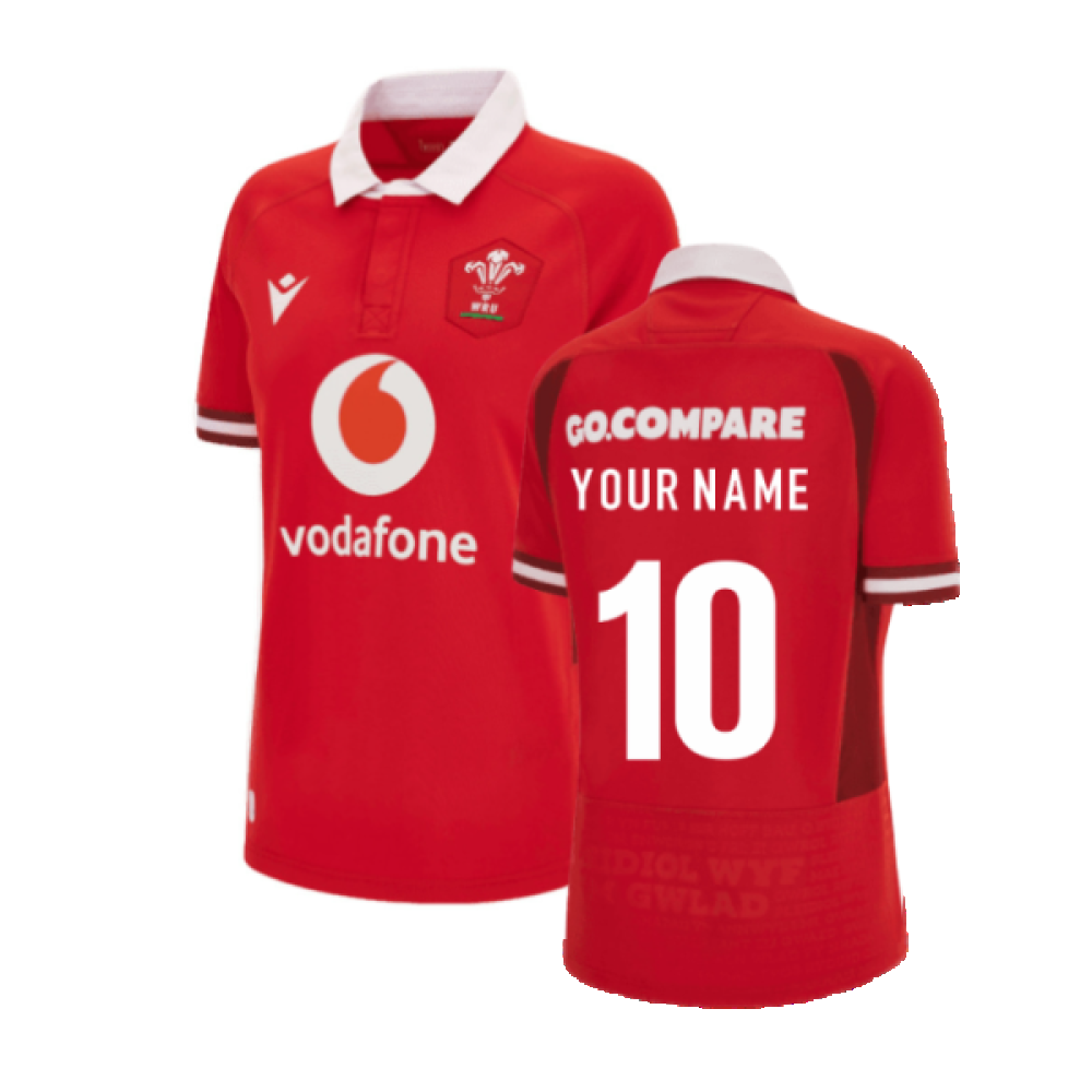 2023-2024 Wales Rugby WRU Home Shirt (Ladies) (Your Name) Product - Hero Shirts Macron   