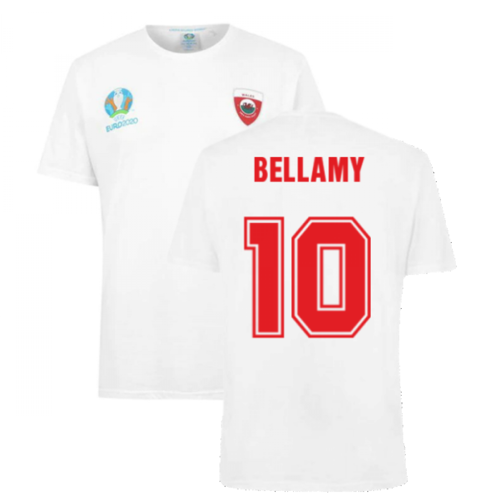 Wales 2021 Polyester T-Shirt (White) (BELLAMY 10) Product - T-Shirt UEFA   