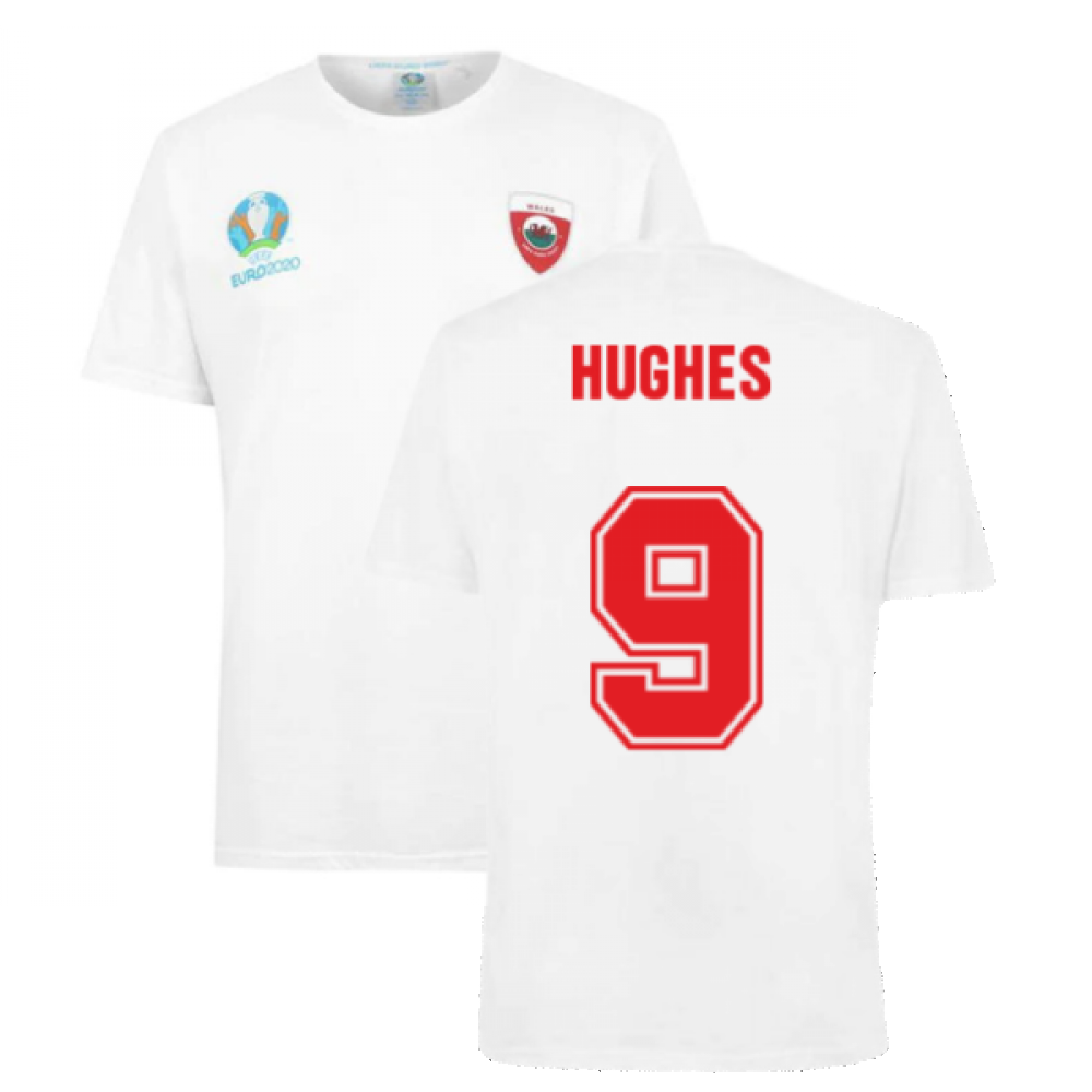 Wales 2021 Polyester T-Shirt (White) (HUGHES 9) Product - T-Shirt UEFA   