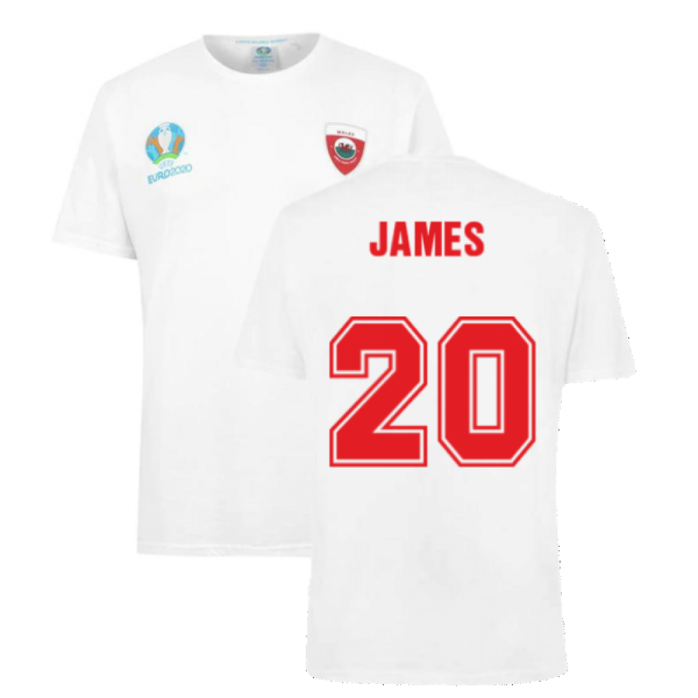Wales 2021 Polyester T-Shirt (White) (JAMES 20) Product - T-Shirt UEFA   