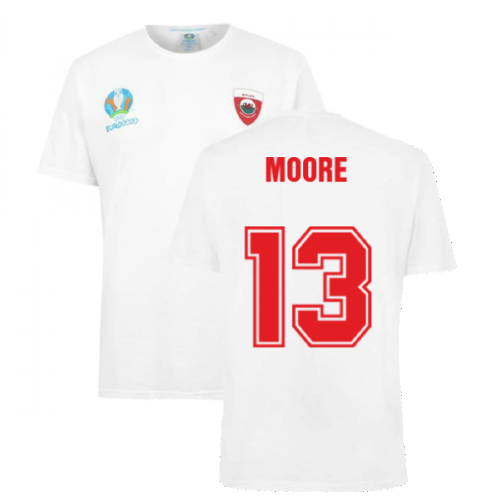 Wales 2021 Polyester T-Shirt (White) (MOORE 13) Product - T-Shirt UEFA   