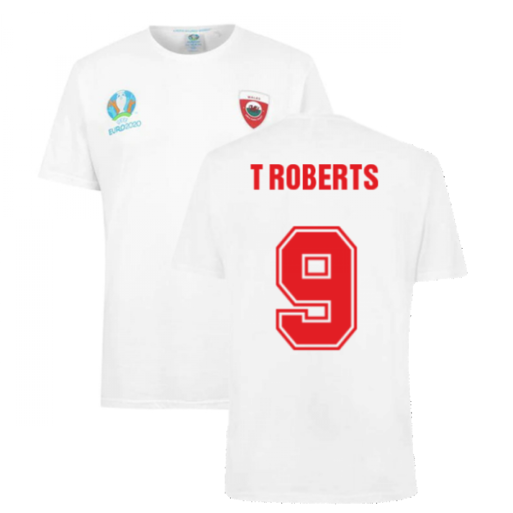 Wales 2021 Polyester T-Shirt (White) (T ROBERTS 9) Product - T-Shirt UEFA   