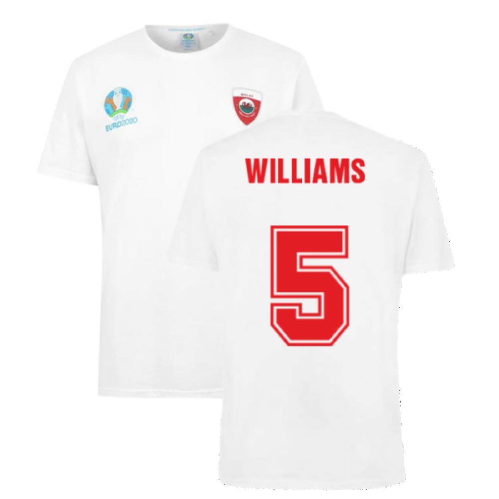 Wales 2021 Polyester T-Shirt (White) (WILLIAMS 5) Product - T-Shirt UEFA   