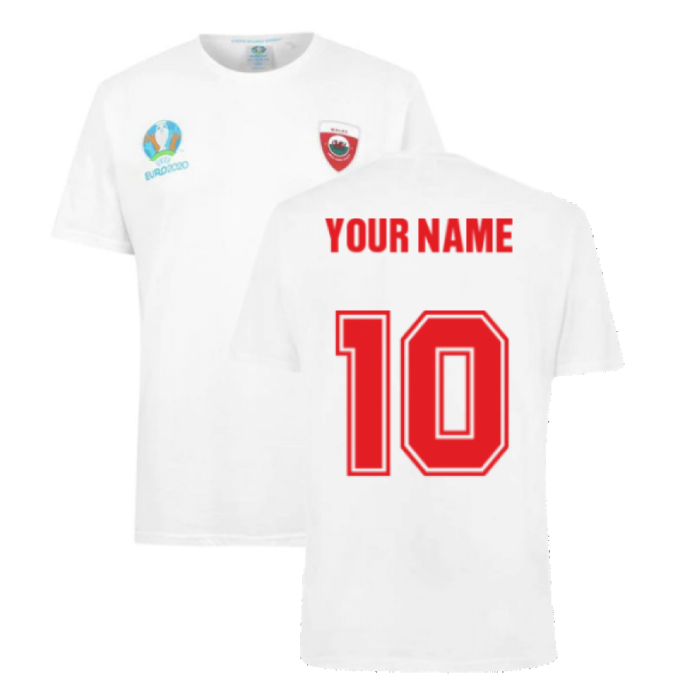 Wales 2021 Polyester T-Shirt (White) (Your Name) Product - T-Shirt UEFA   