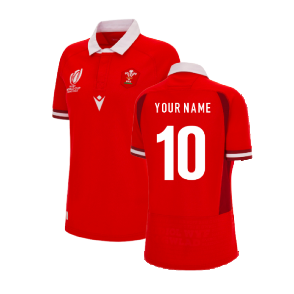 Wales RWC 2023 WRU Home Rugby Shirt (Ladies) (Your Name) Product - Hero Shirts Macron   