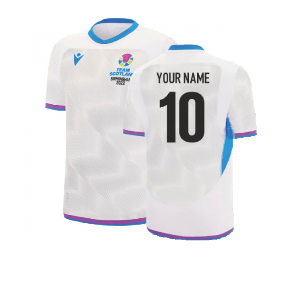 2022 Scotland Commonwealth Games Away Rugby Shirt (Your Name) Product - Hero Shirts Macron   