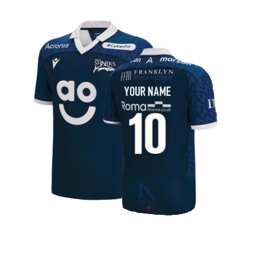 2022-2023 Sale Sharks Home Rugby Shirt (Your Name) Product - Hero Shirts Macron   