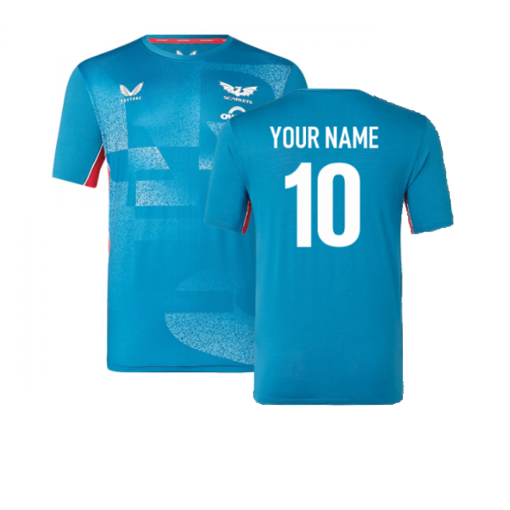 2022-2023 Scarlets Training Tee (Blue) (Your Name) Product - Hero Shirts Castore   