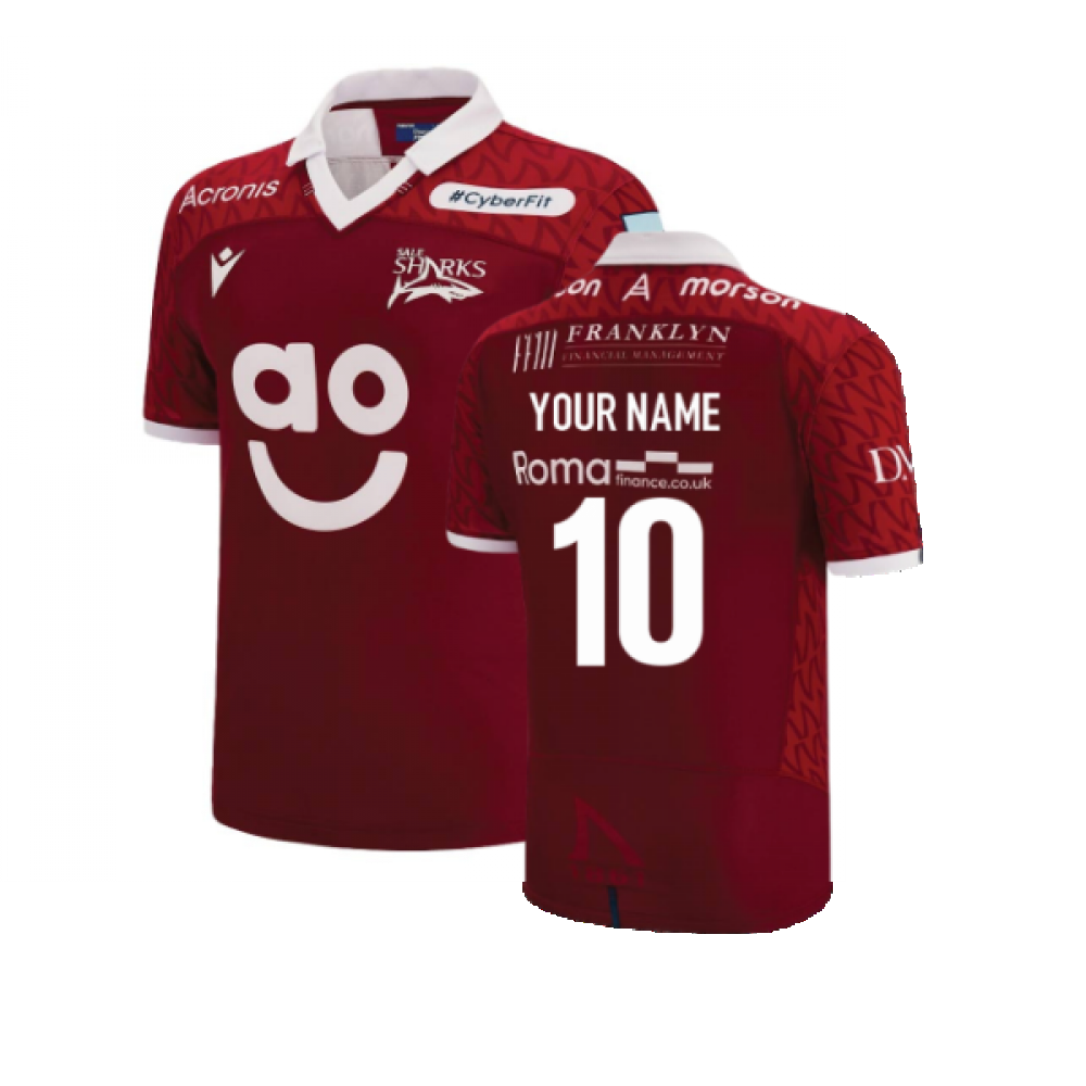 2022-2023 Sale Sharks Away Rugby Shirt (Your Name) Product - Hero Shirts Macron   