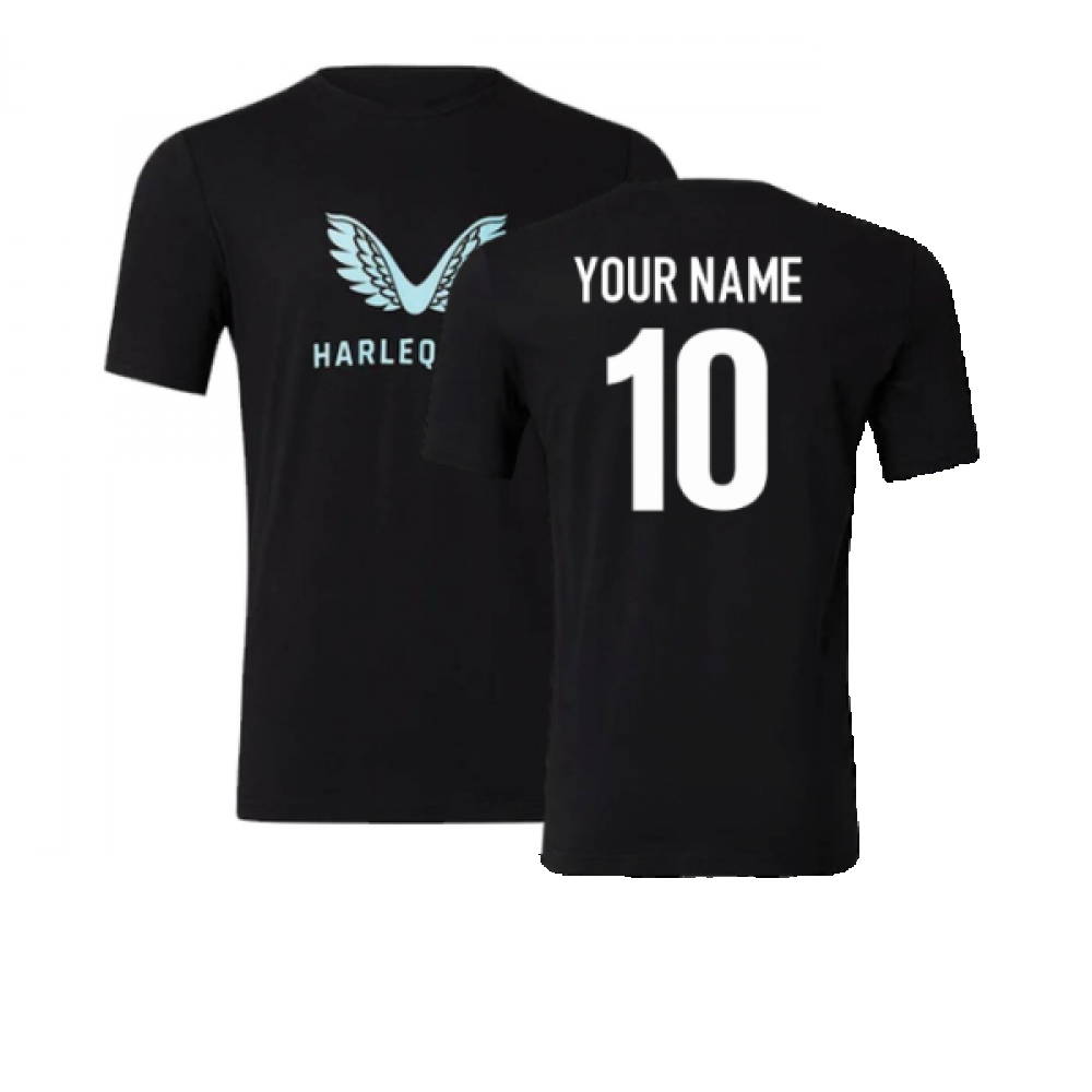 2022-2023 Harlequins Logo Tee (Black) (Your Name) Product - Hero Shirts Castore   