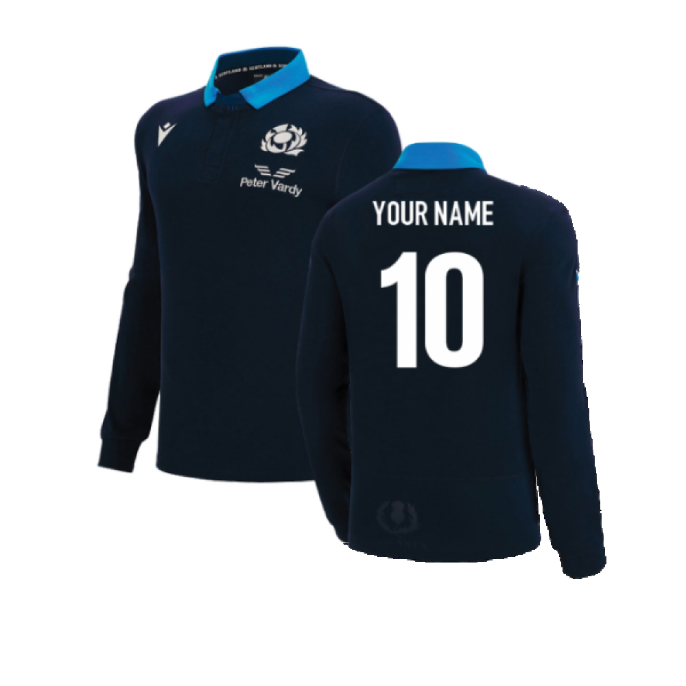 2022-2023 Scotland LS Home Cotton Rugby Shirt (Kids) (Your Name) Product - Hero Shirts Macron   