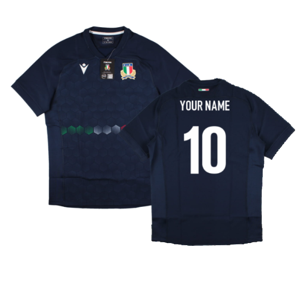 2022-2023 Italy Rugby Warm Up Training Shirt (Navy) (Your Name) Product - Hero Shirts Macron   