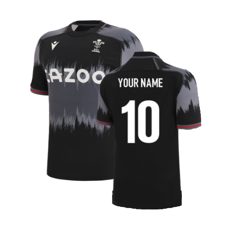 2022-2023 Wales Rugby Training Jersey (Black) (Your Name) Product - Hero Shirts Macron   