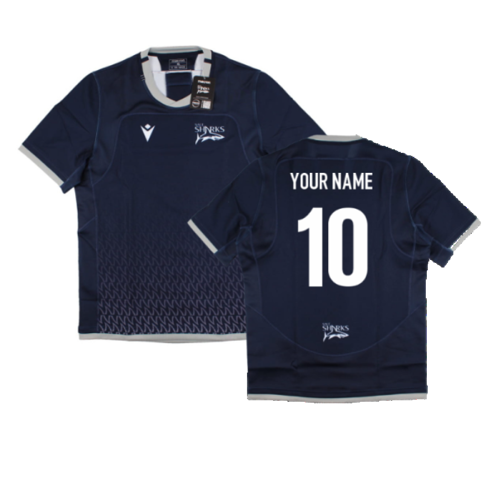 2022-2023 Sale Sharks Rugby Training Jersey (Navy) (Your Name) Product - Hero Shirts Macron   
