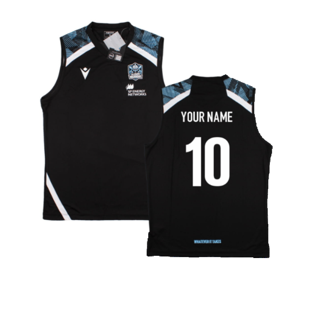 2022-2023 Glasgow Warriors Sleeveless Gym Vest (Black) (Your Name) Product - Hero Shirts Macron   