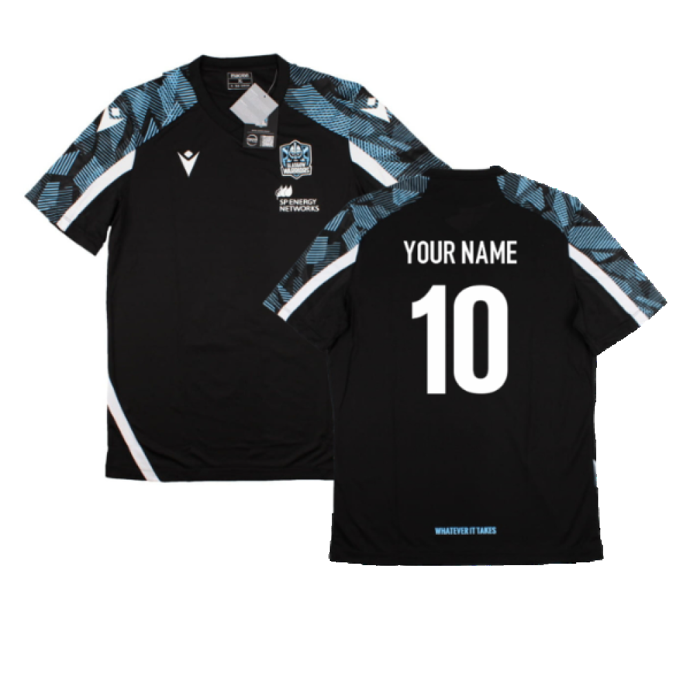 2022-2023 Glasgow Warriors Gym Training Shirt (Black) (Your Name) Product - Hero Shirts Macron   
