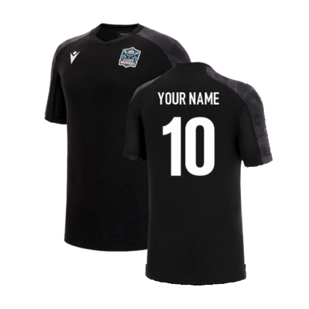 2022-2023 Glasgow Warriors Poly Training Gym Shirt (Black) (Your Name) Product - Hero Shirts Macron   