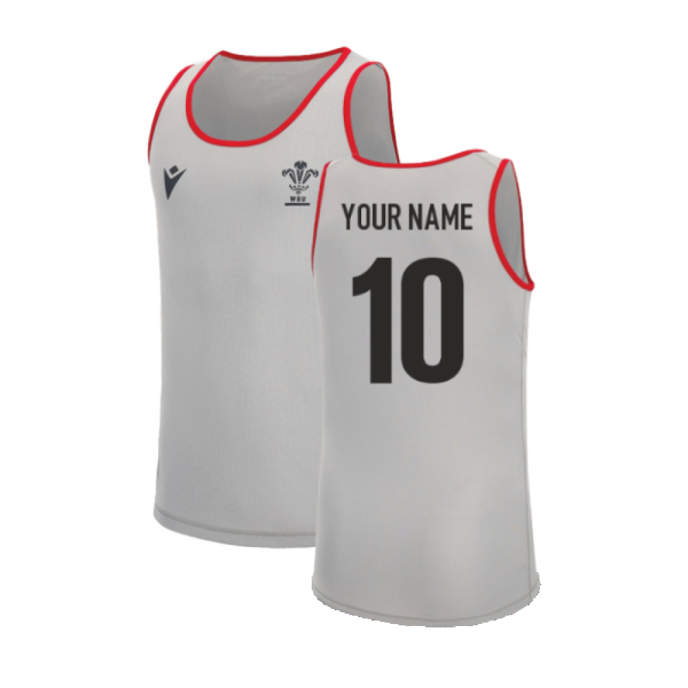 2022-2023 Wales Training Gym Vest (Grey) (Your Name) Product - Hero Shirts Macron   