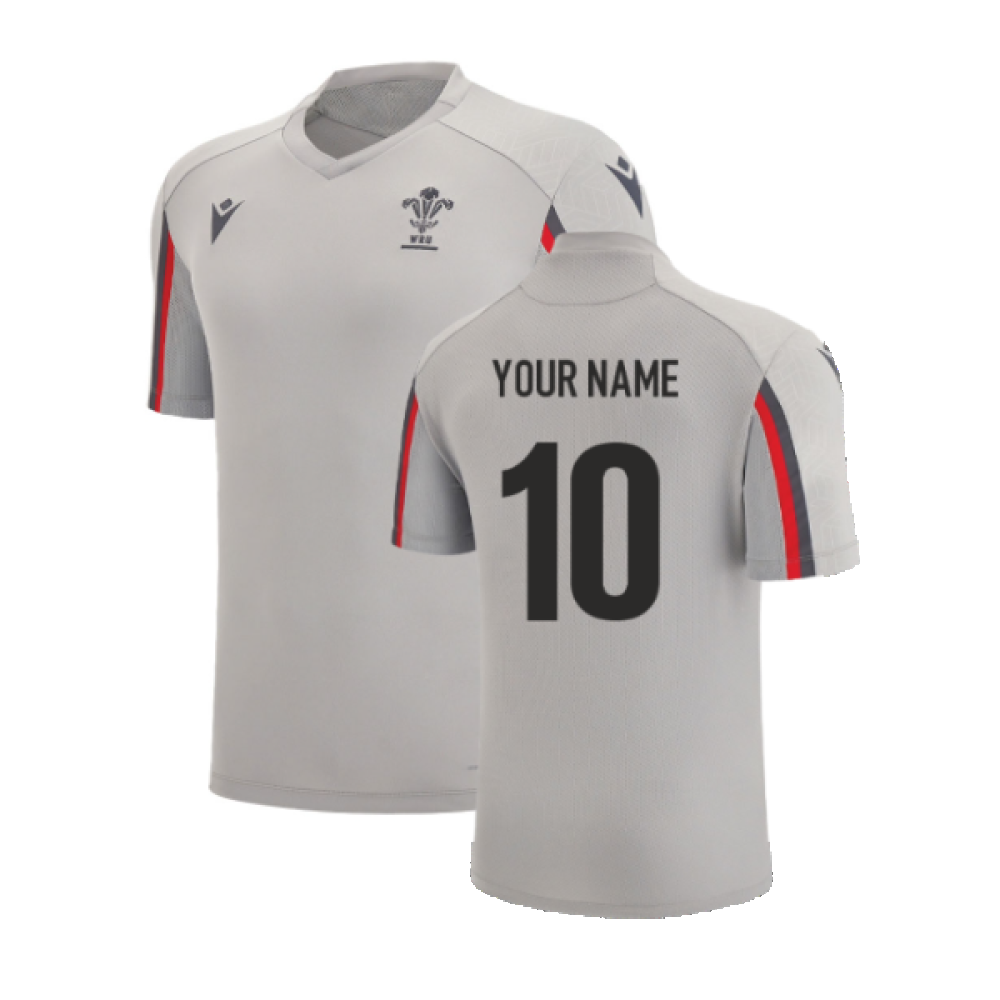 2022-2023 Wales Training Poly Shirt (Grey) (Your Name) Product - Hero Shirts Macron   