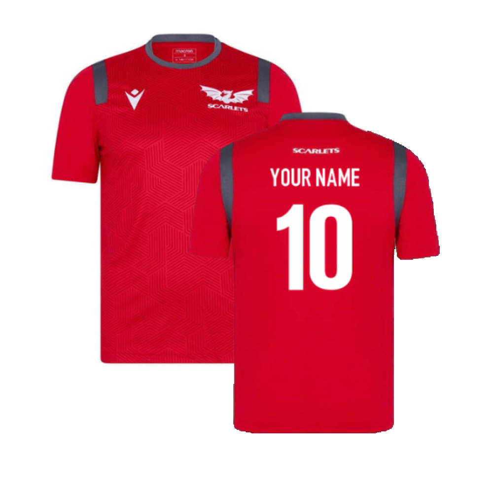 2021-2022 Scarlets Poly Training Shirt (Red) (Your Name) Product - Hero Shirts Macron   