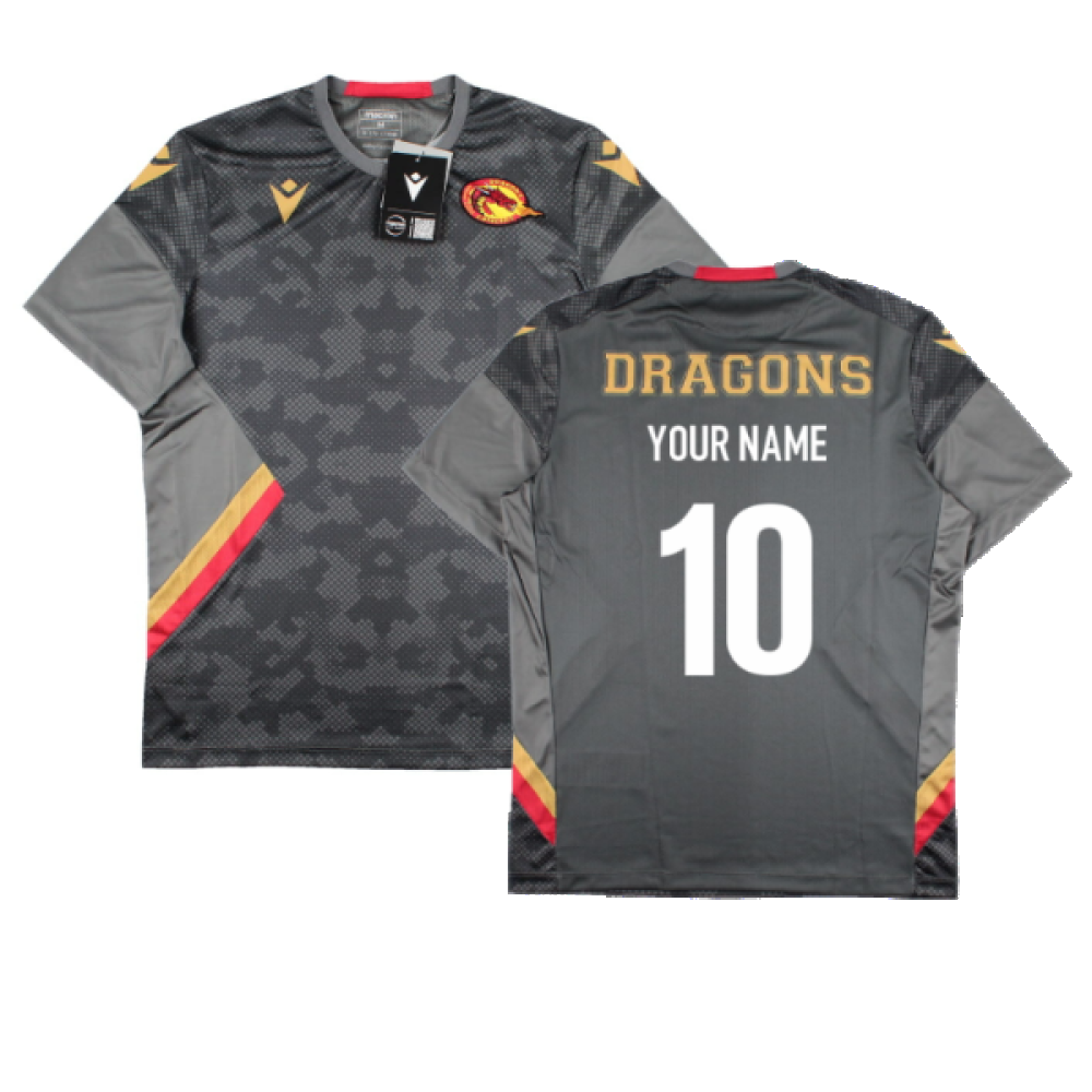 2022-2023 Catalan Dragons Training Poly Shirt (Metal) (Your Name) Product - Hero Shirts Macron   