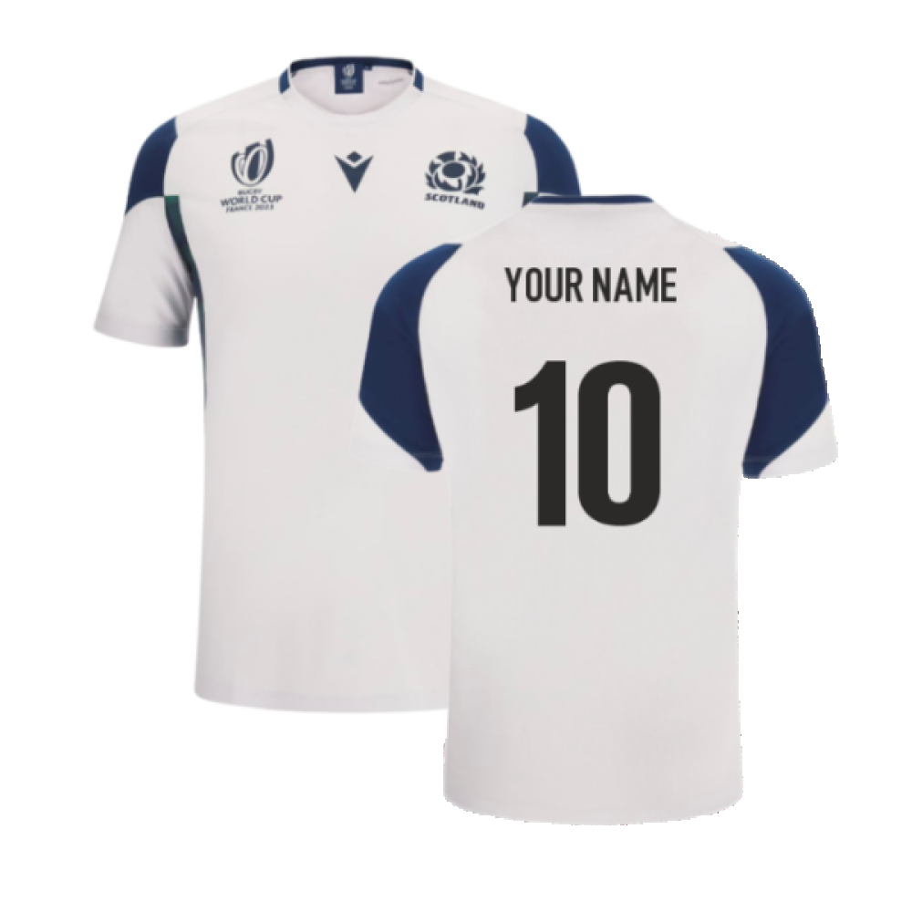 Scotland 2023 RWC Poly Training Shirt (White) - Kids (Your Name) Product - Hero Shirts Macron   