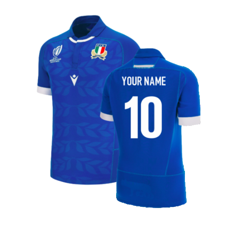 Italy RWC 2023 Authentic Home Rugby Shirt (Your Name) Product - Hero Shirts Macron   