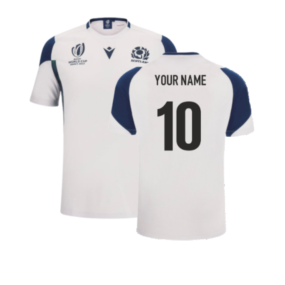 Scotland RWC 2023 Rugby Training T-Shirt - White (Your Name) Product - Hero Shirts Macron   