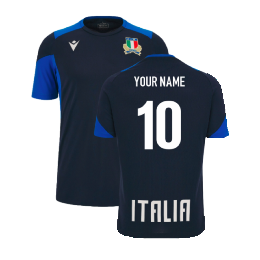 2023-2024 Italy Rugby Training Shirt (Navy) (Your Name) Product - Hero Shirts Macron   