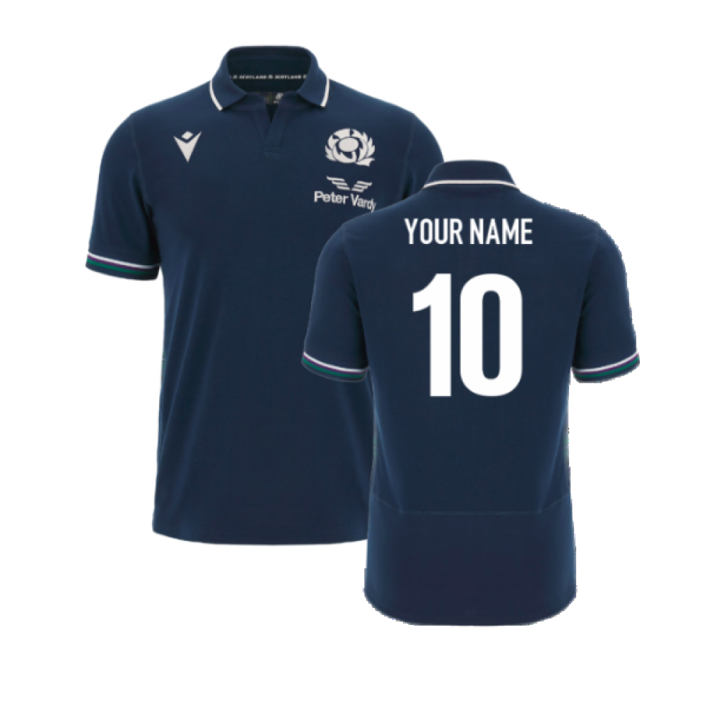 2023-2024 Scotland Home Cotton Rugby Shirt (Your Name) Product - Hero Shirts Macron   