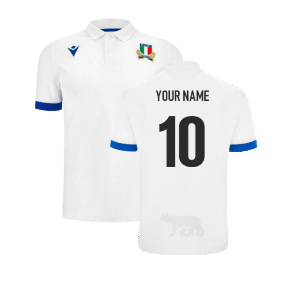 2023-2024 Italy Rugby Cotton Away Shirt (Your Name) Product - Hero Shirts Macron   