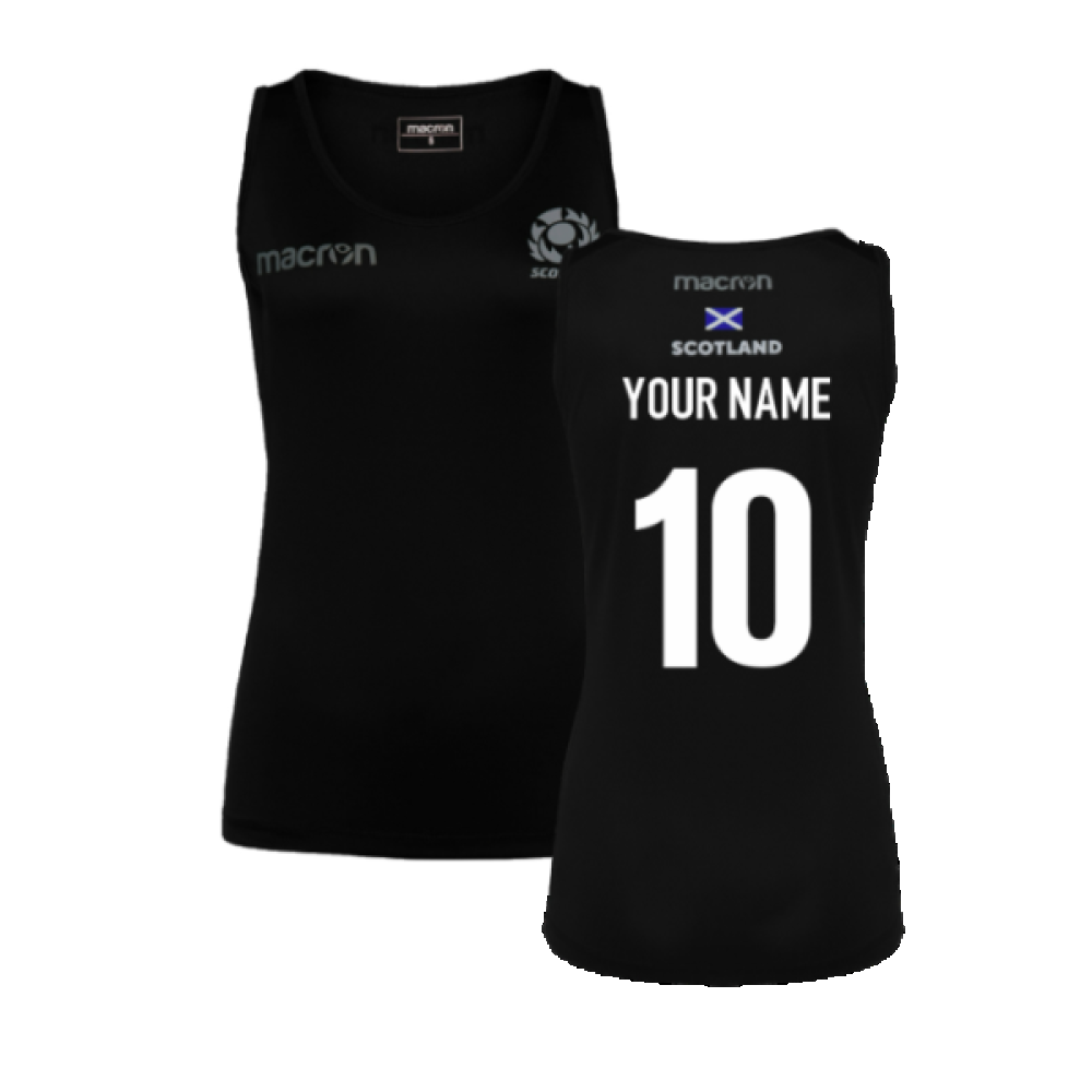 2023-2024 Scotland Rugby Training Singlet (Black) - Ladies (Your Name) Product - Hero Shirts Macron   