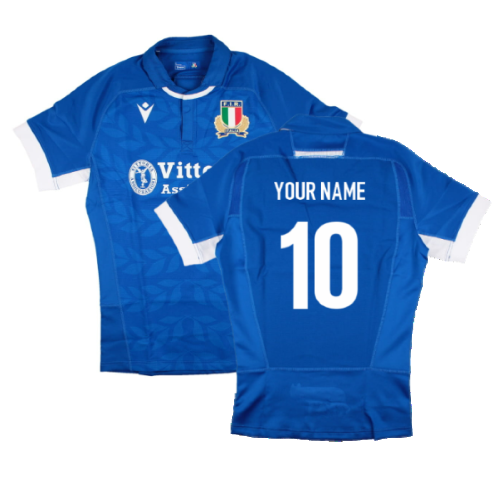 2023-2024 Italy Rugby Home Authentic Body Fit Shirt (Your Name) Product - Hero Shirts Macron   