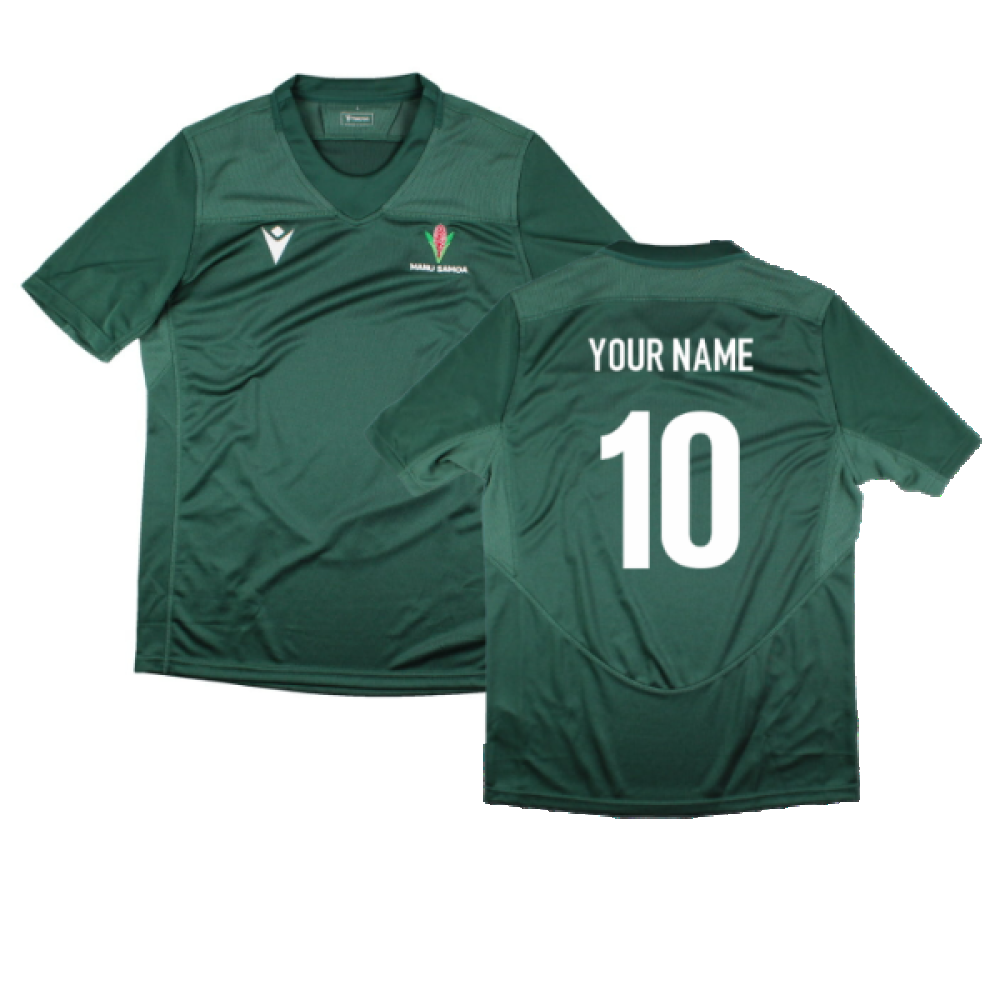 2023-2024 Samoa Rugby Training Jersey (Green) (Your Name) Product - Hero Shirts Macron   