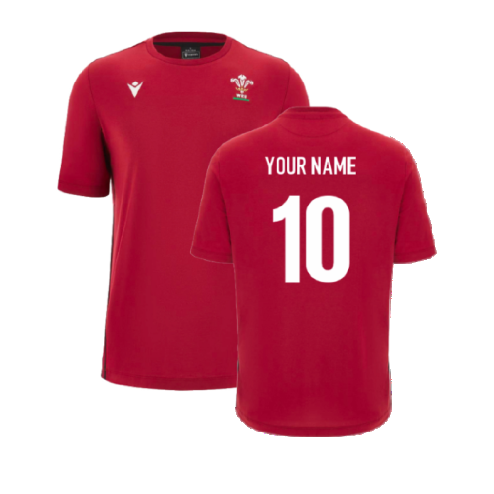 2023-2024 Wales Rugby Travel Cotton Shirt (Red) (Your Name) Product - Hero Shirts Macron   
