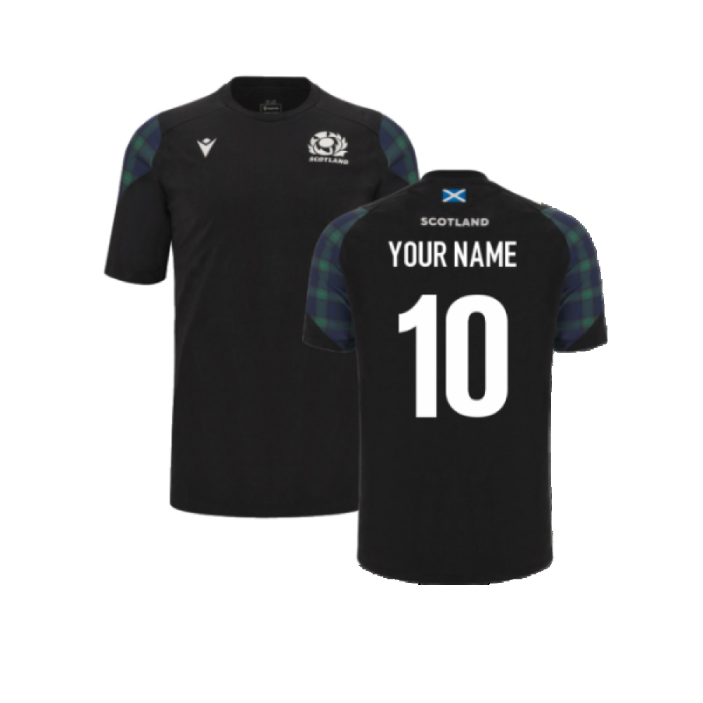 2023-2024 Scotland Rugby Travel Cotton Tee (Black) - Kids (Your Name) Product - Hero Shirts Macron   