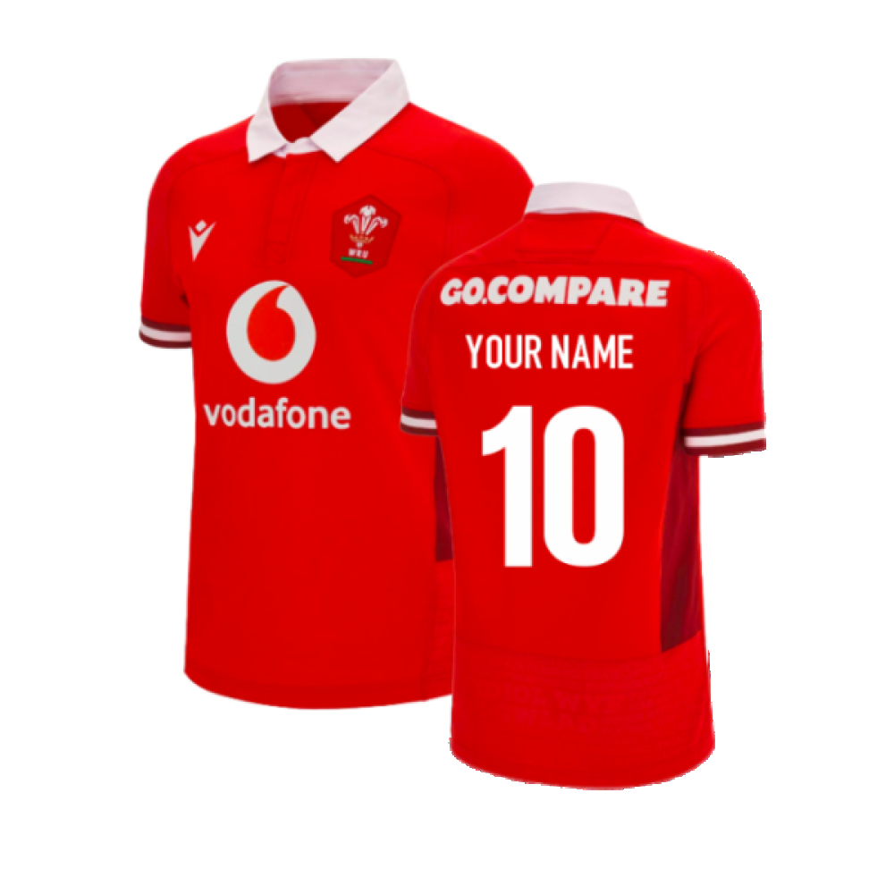 2023-2024 Wales Rugby WRU Home Body Fit Shirt (Your Name) Product - Hero Shirts Macron   