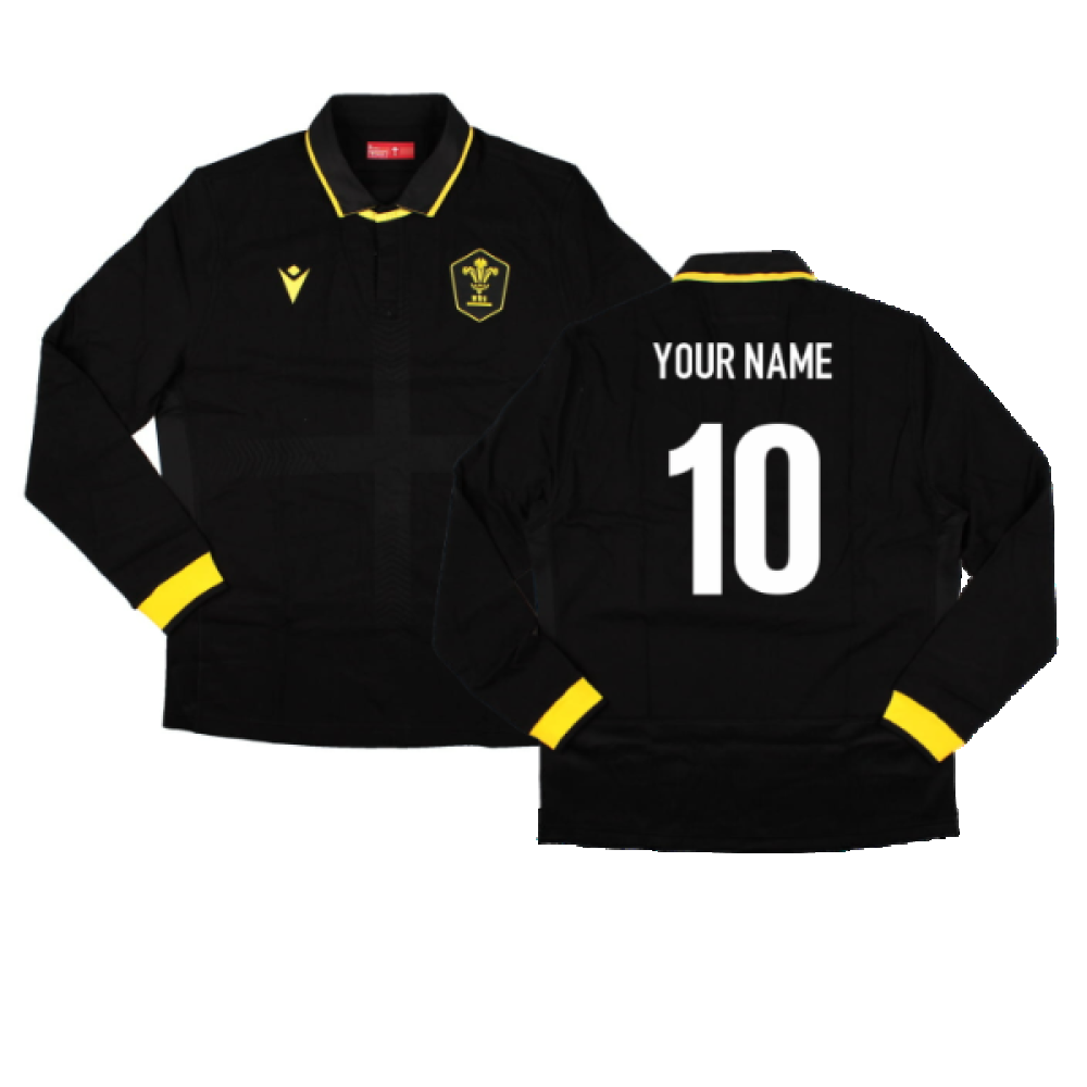 2023-2024 Wales Rugby Away LS Cotton Shirt (Your Name) Product - Hero Shirts Macron   