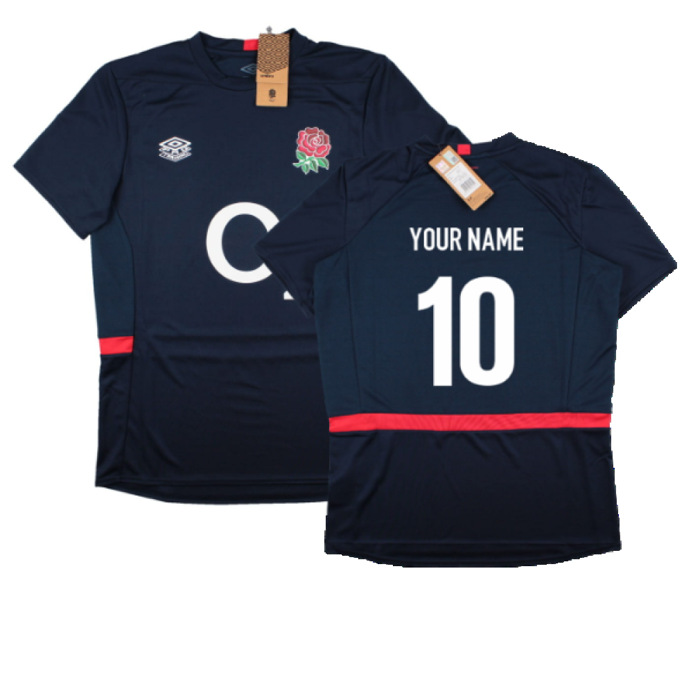 2023-2024 England Rugby Gym Tee (Navy Blazer) (Your Name) Product - Hero Shirts Umbro   