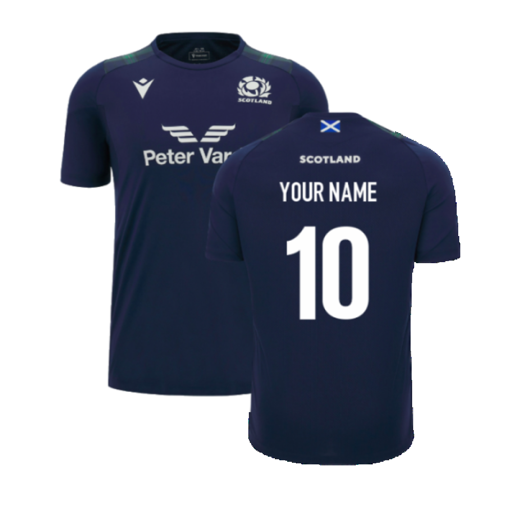 2023-2024 Scotland Rugby Training Gym Tee (Navy) - Kids (Your Name) Product - Hero Shirts Macron   
