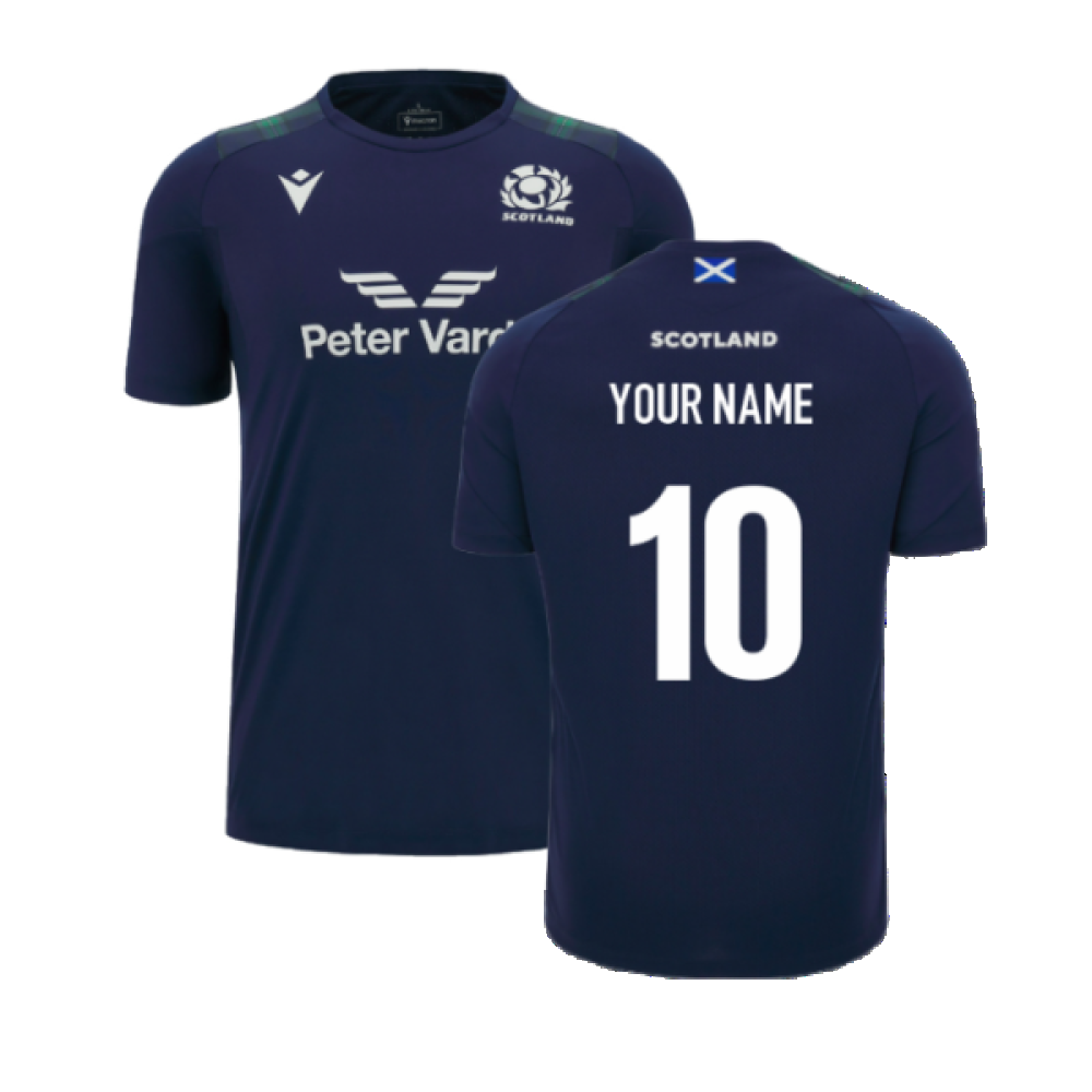 2023-2024 Scotland Rugby Gym Training Shirt (Navy) (Your Name) Product - Hero Shirts Macron   