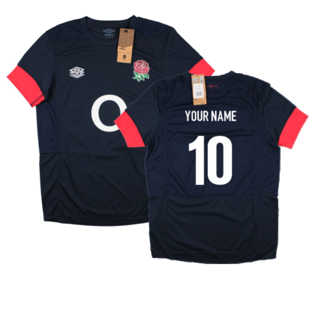 2023-2024 England Rugby Relaxed Training Shirt (Navy Blazer) (Your Name) Product - Hero Shirts Umbro   