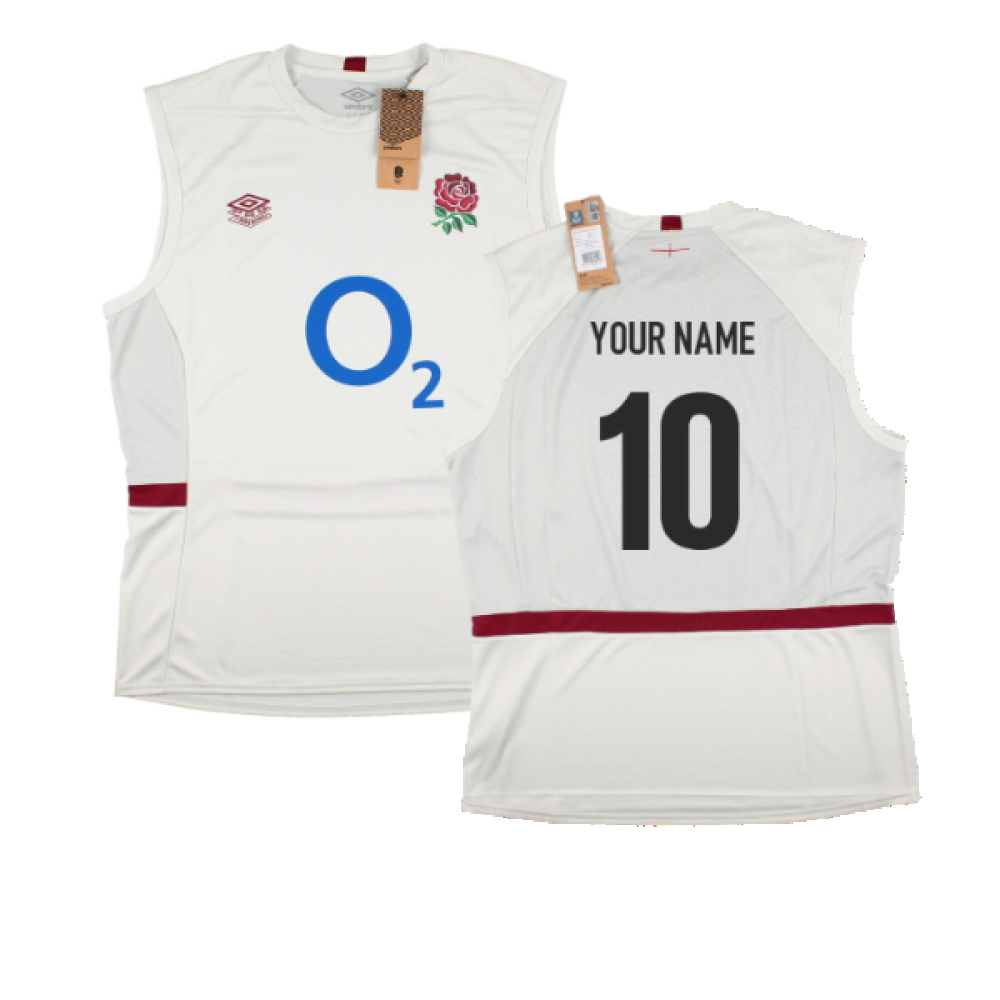 2023-2024 England Rugby Sleeveless Shirt (Foggy Dew) (Your Name) Product - Hero Shirts Umbro   