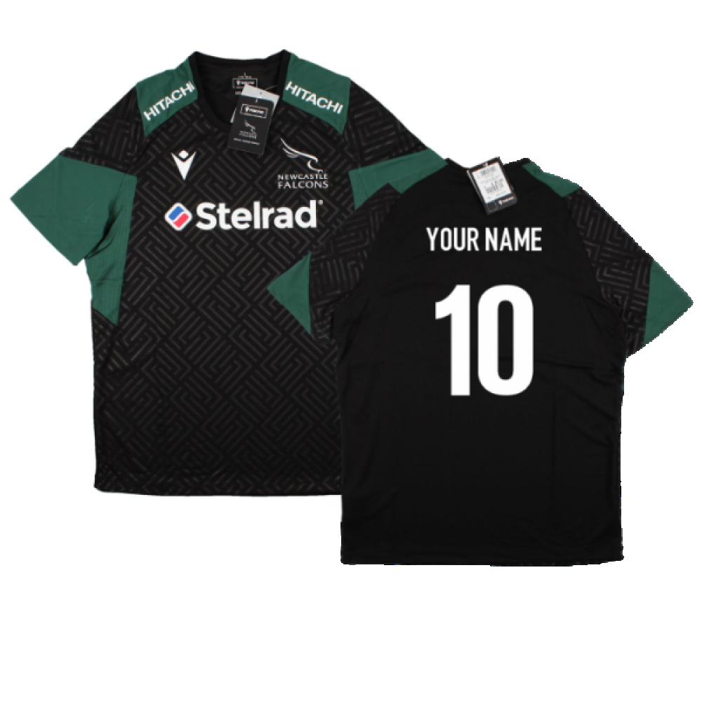 2023-2024 Newcastle Falcons Light Training T-Shirt (Black) (Your Name) Product - Hero Shirts Macron   